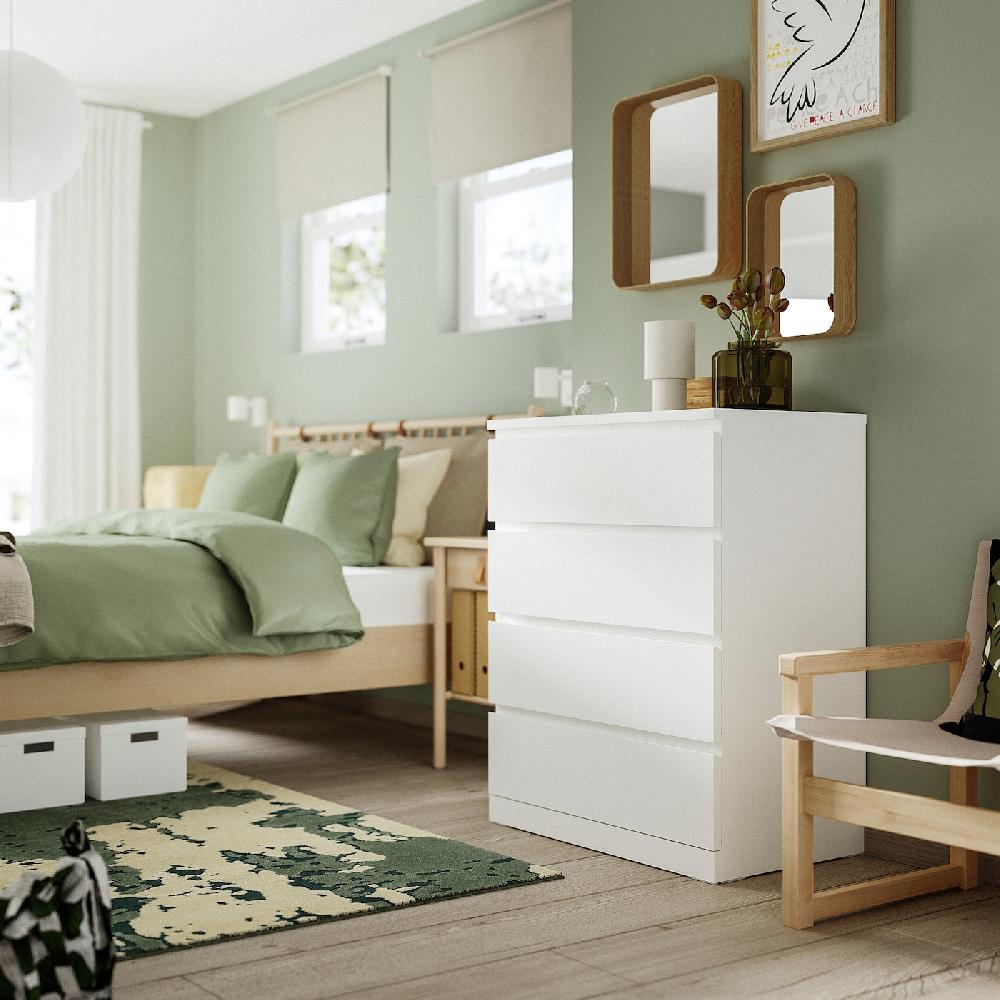 IKEA MALM Cassettiera Con 4 Cassetti Bianco 80x100 Cm