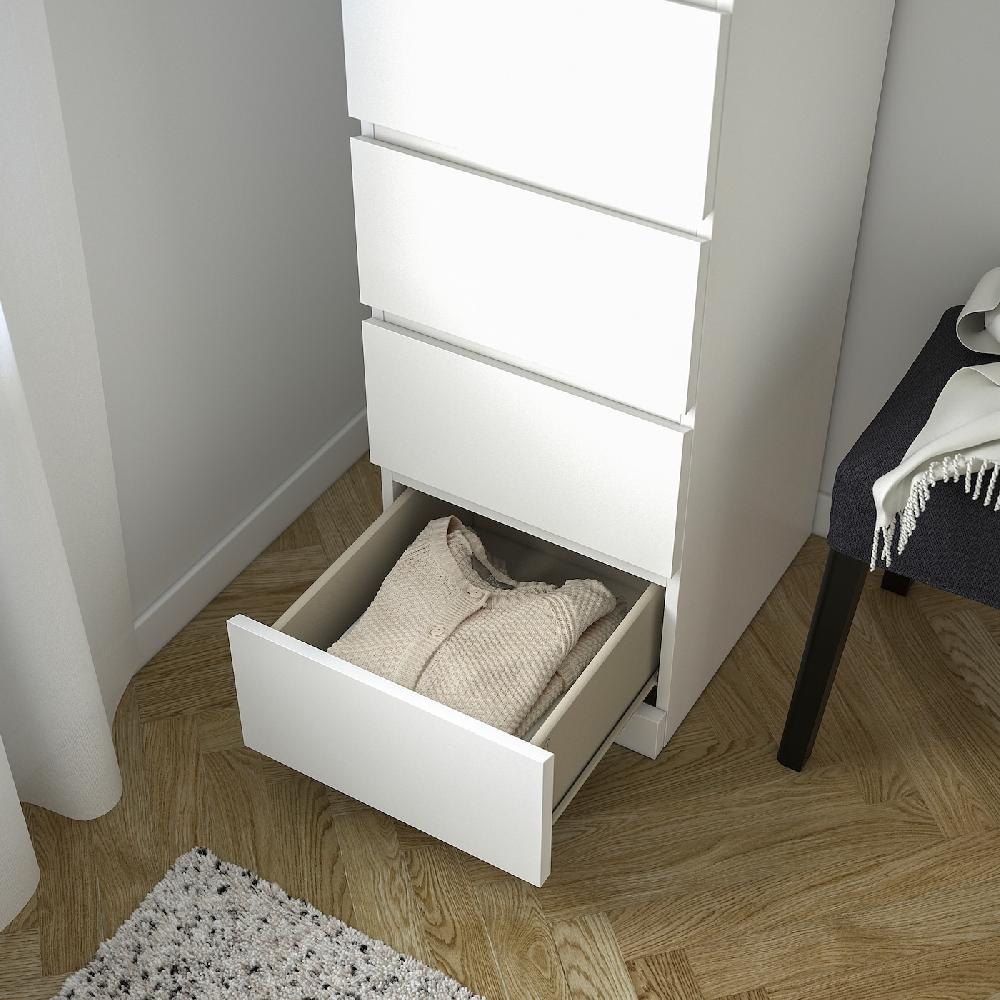 IKEA MALM Cassettiera Con 6 Cassetti Bianco/vetro A Specchio 40x123 Cm