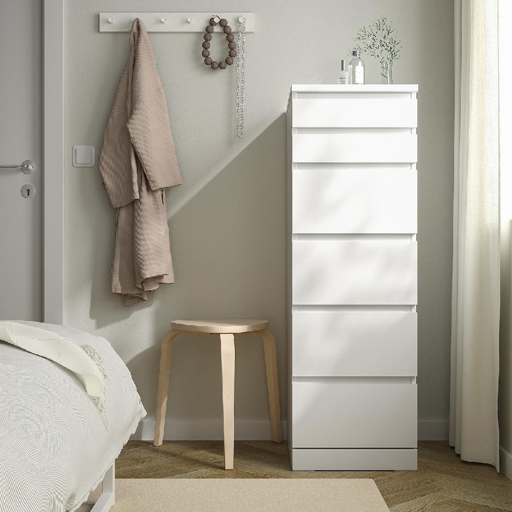 IKEA MALM Cassettiera Con 6 Cassetti Bianco/vetro A Specchio 40x123 Cm