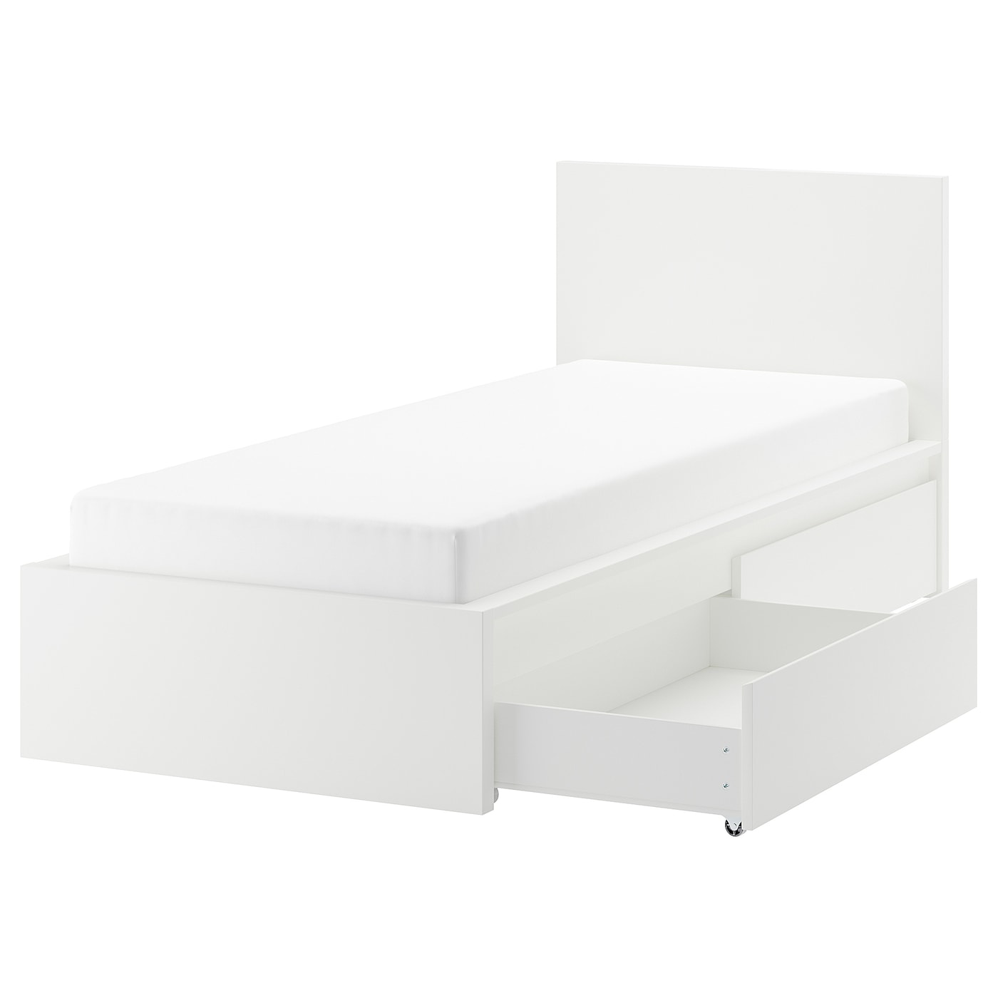 IKEA MALM Struttura letto alta/2 contenitori bianco/Lönset 90x200 cm