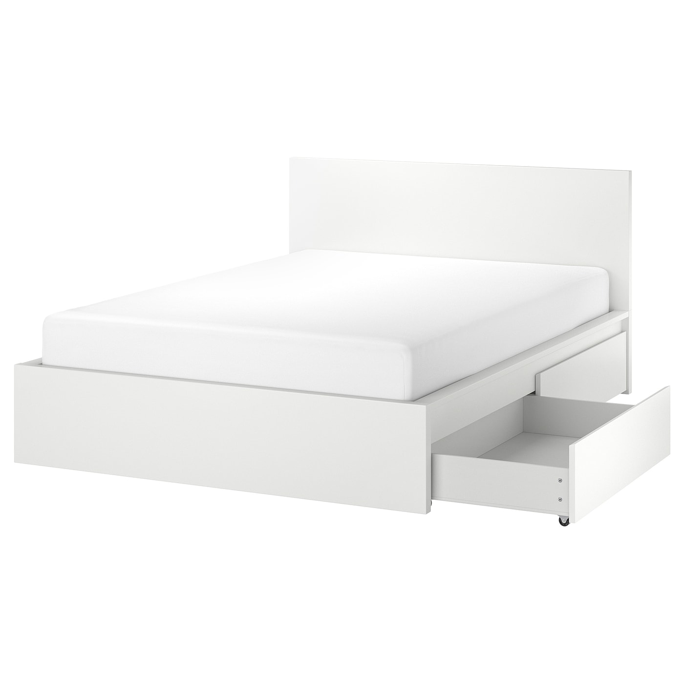 IKEA MALM Struttura letto alta/4 contenitori bianco/Luröy 160x200 cm