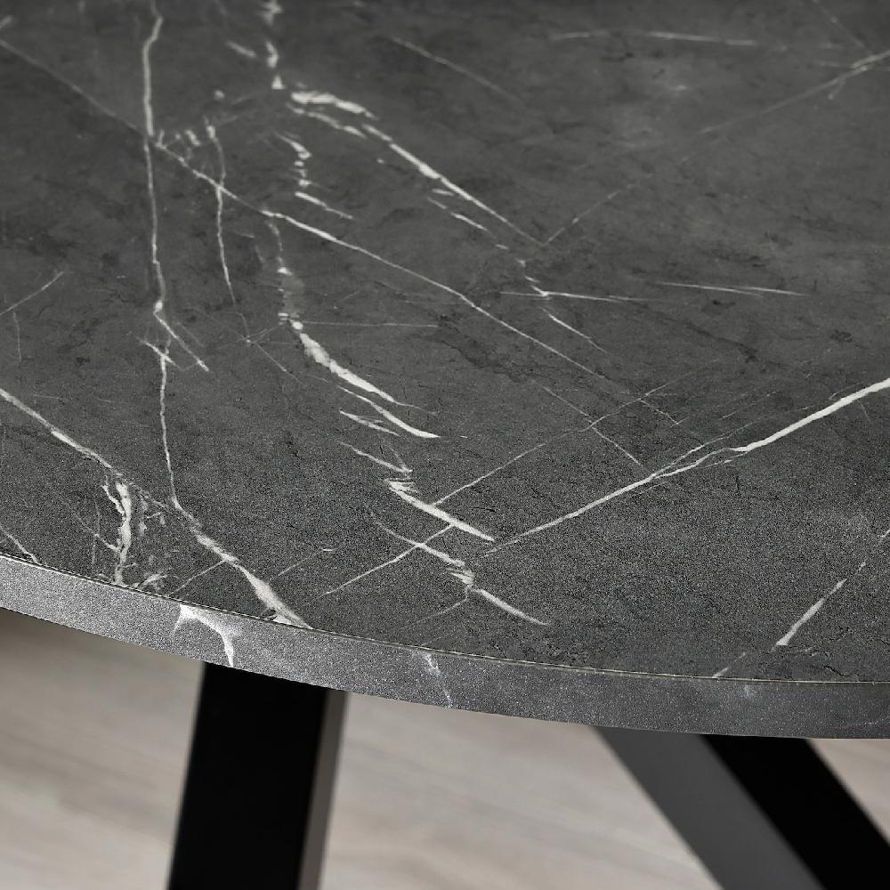 IKEA MARIEDAMM / LILLÅNÄS Tavolo E 4 Sedie Nero Effetto Marmo/Gunnared Grigio Scuro Cromato 180x100 Cm