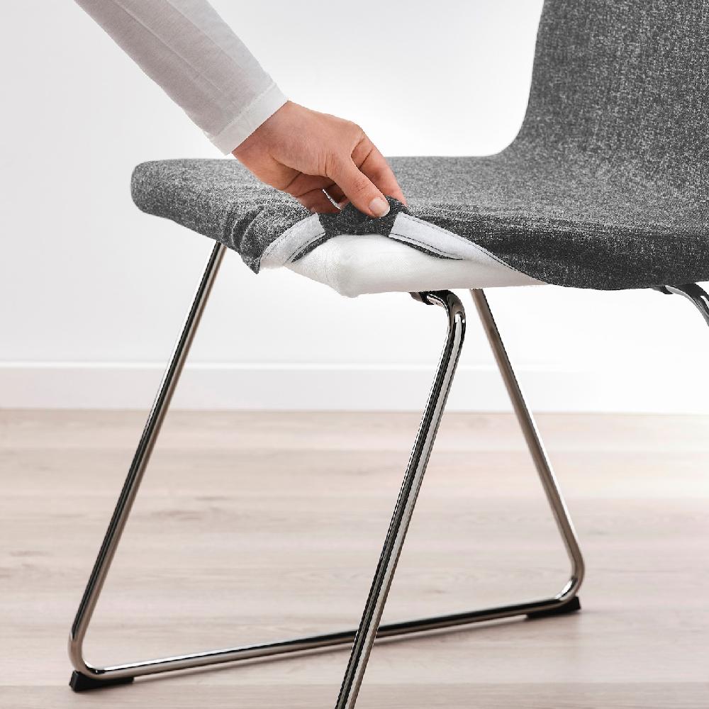 IKEA MARIEDAMM / LILLÅNÄS Tavolo E 4 Sedie Nero Effetto Marmo/Gunnared Grigio Scuro Cromato 180x100 Cm