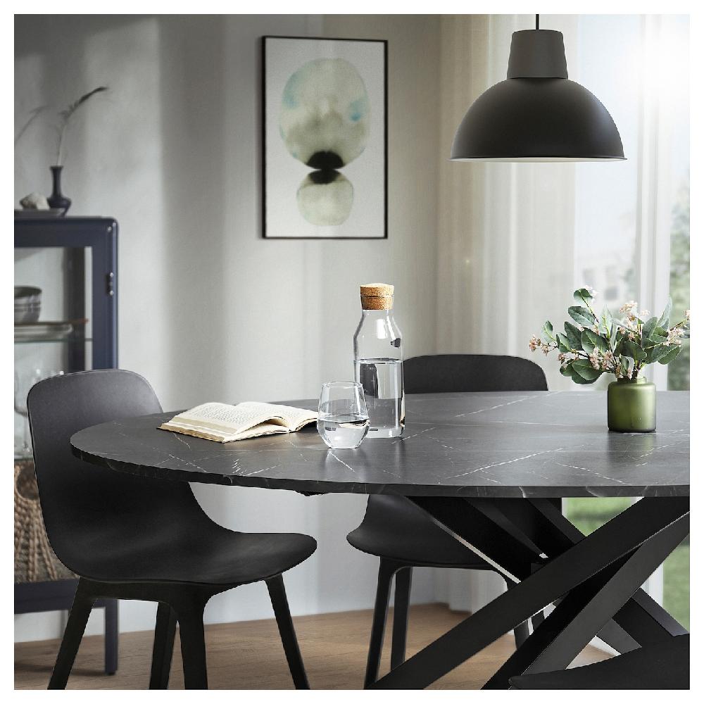 IKEA MARIEDAMM Tavolo Nero Effetto Marmo 180x100 Cm