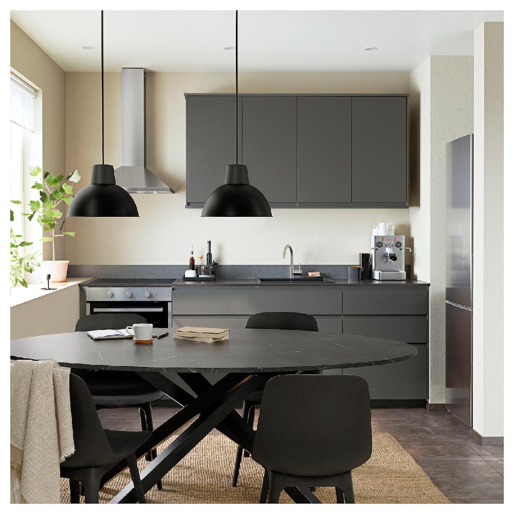 IKEA MARIEDAMM Tavolo Nero Effetto Marmo 180x100 Cm