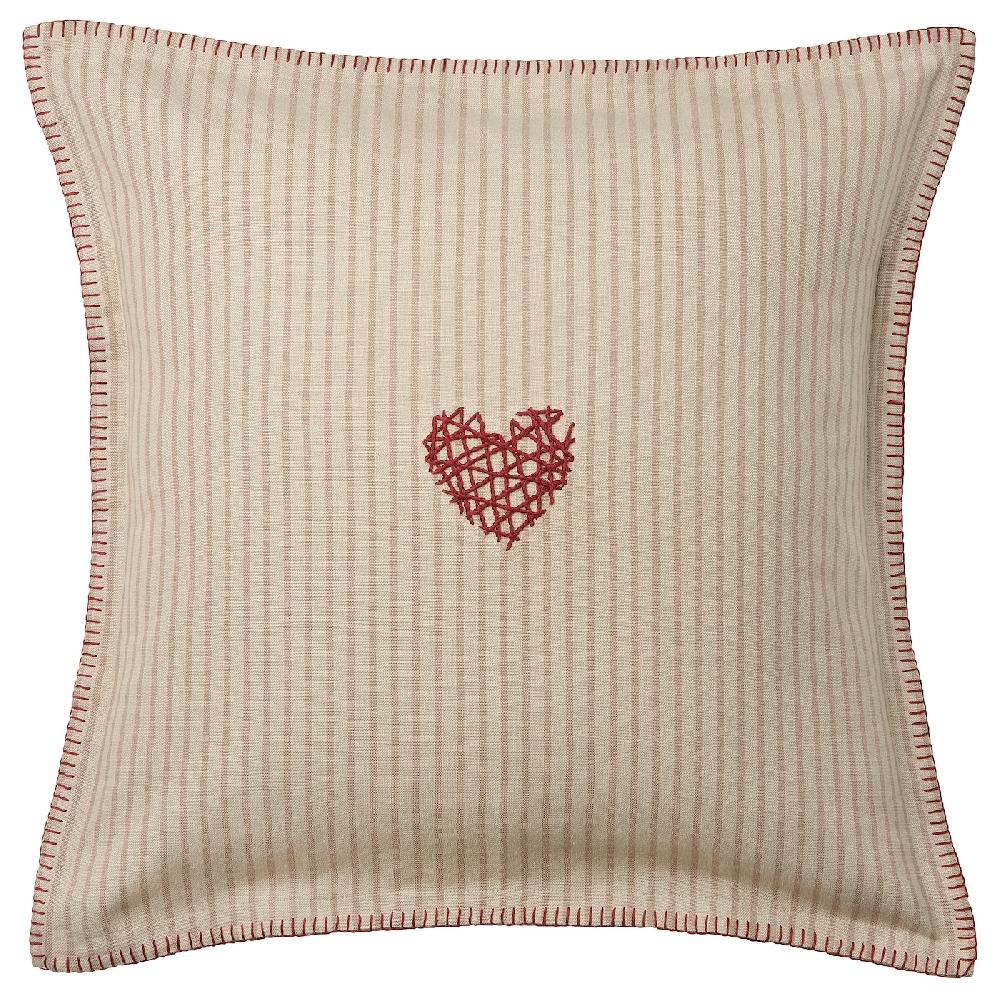 IKEA MÄVINN Fodera per cuscino beige rosso/cuore 50x50 cm