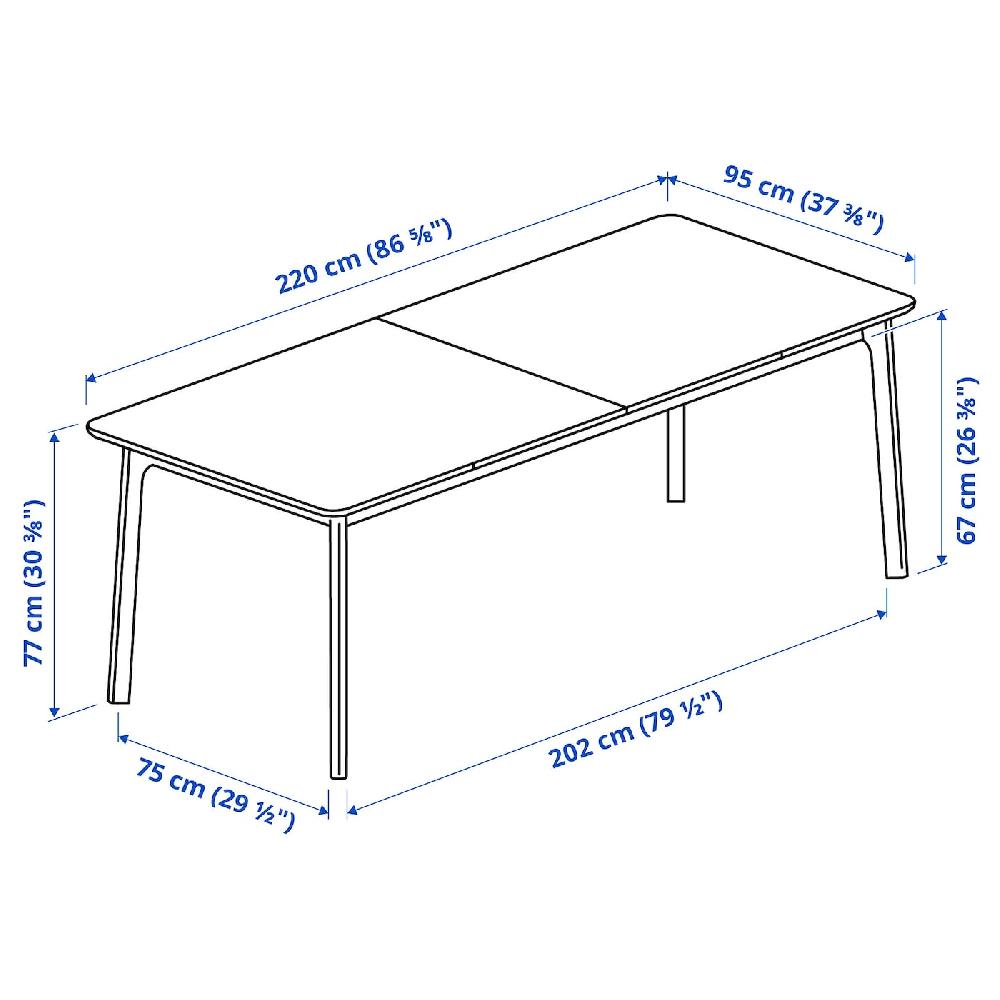 IKEA MELLANSEL Tavolo Allungabile Impiallacciatura Di Rovere 220x95x75 Cm