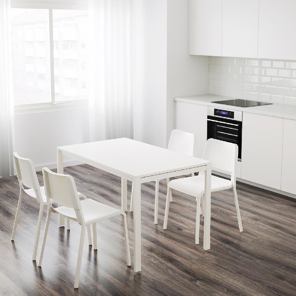 IKEA MELLTORP / TEODORES Tavolo E 4 Sedie Bianco 125 Cm