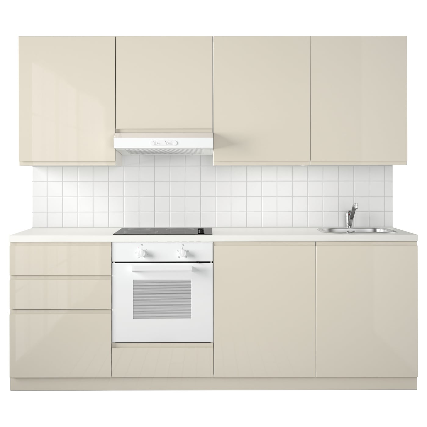 IKEA METOD Cucina bianco Maximera/Voxtorp beige chiaro lucido 240x60x228 cm