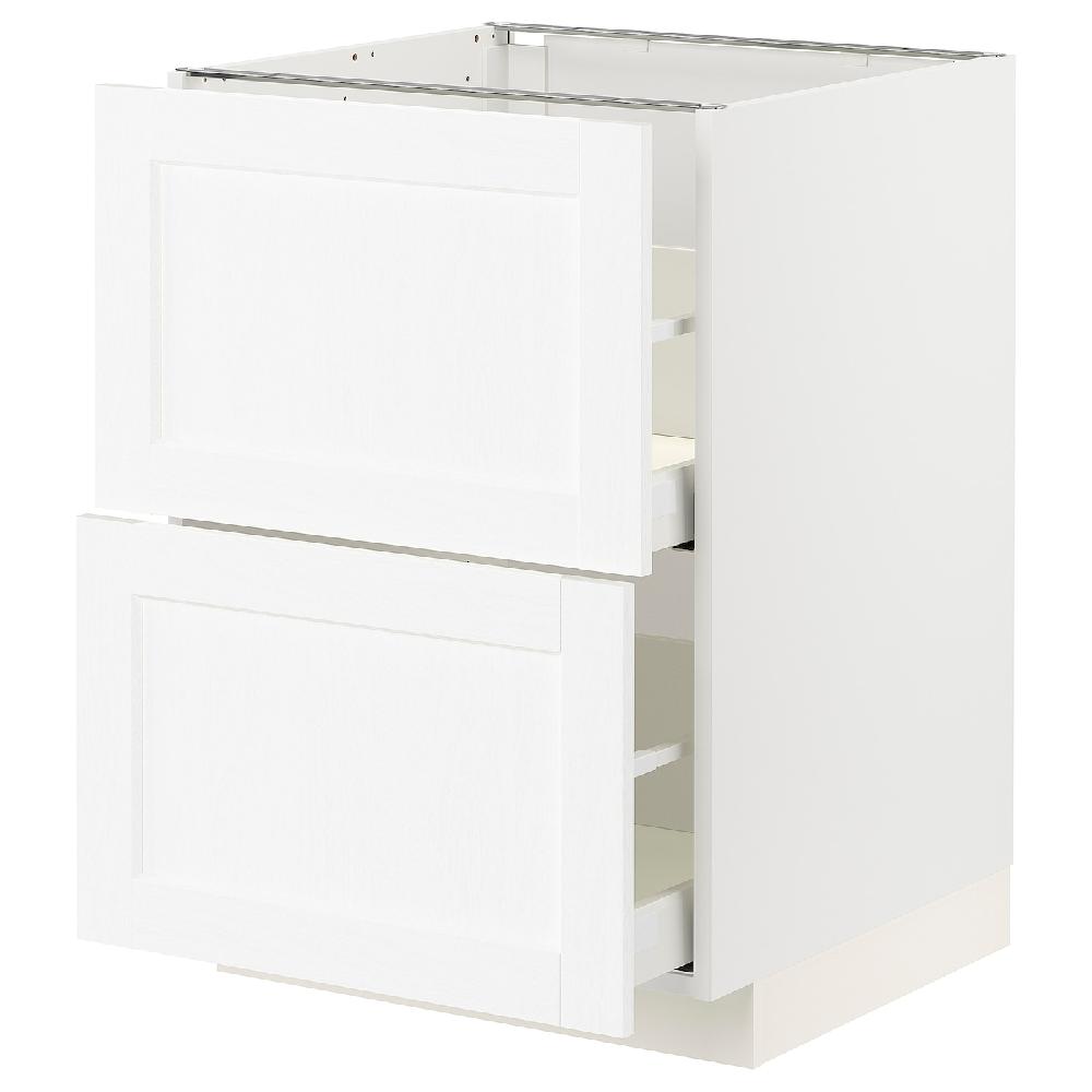 IKEA METOD / MAXIMERA Mobile 2 Frontali/2 Cassetti Alti Bianco Enköping/bianco Effetto Legno 60x60 Cm