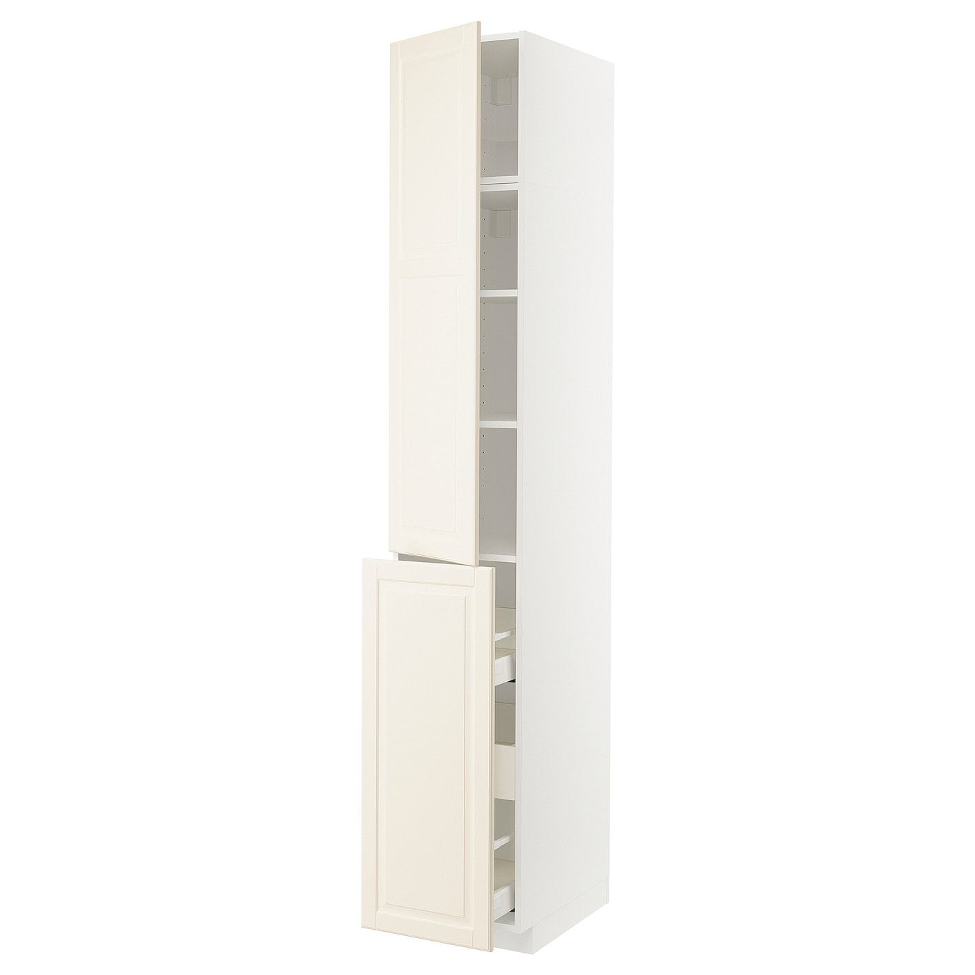 IKEA METOD / MAXIMERA Mobile al/elem estr/3cass/1ant/2rip bianco/Bodbyn bianco sporco 40x60x240 cm