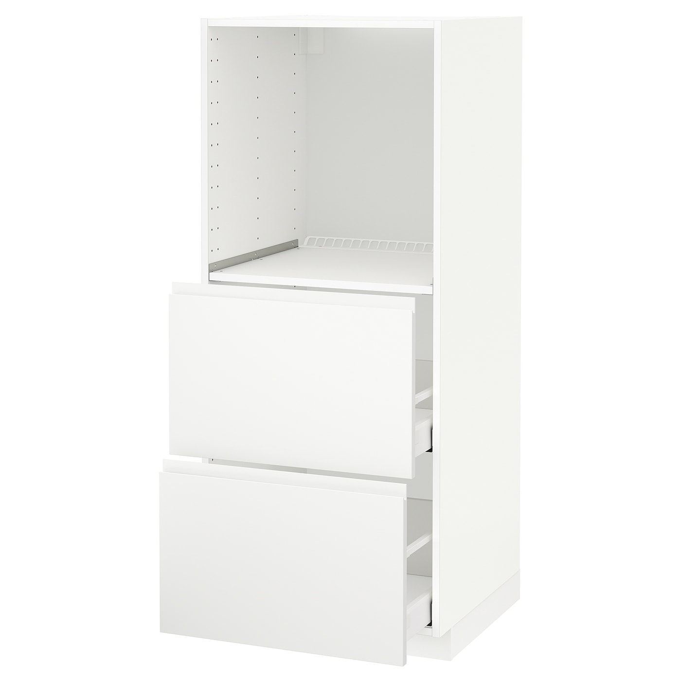 IKEA METOD / MAXIMERA Mobile alto/2 cassetti per forno bianco/Voxtorp bianco opaco 60x60x140 cm