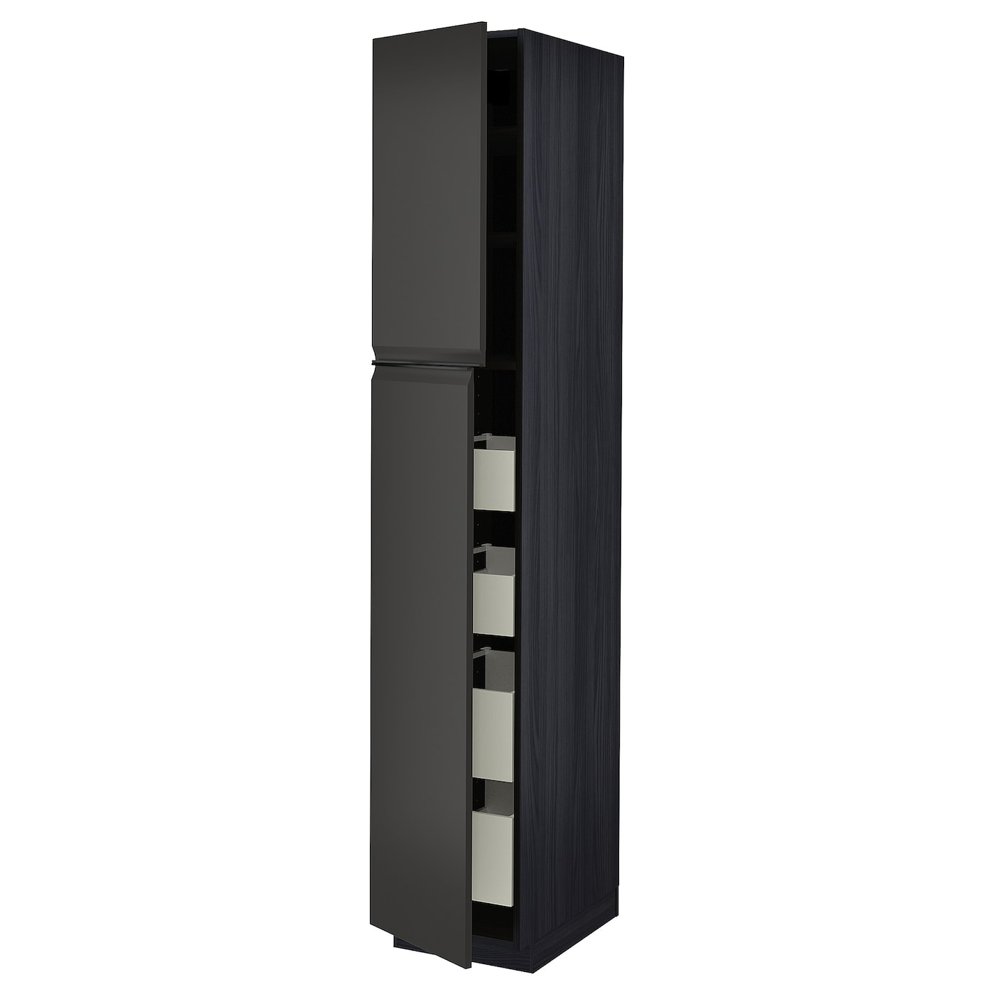 IKEA METOD / MAXIMERA Mobile alto con 2 ante/4 cassetti nero/Upplöv antracite opaco 40x60x220 cm