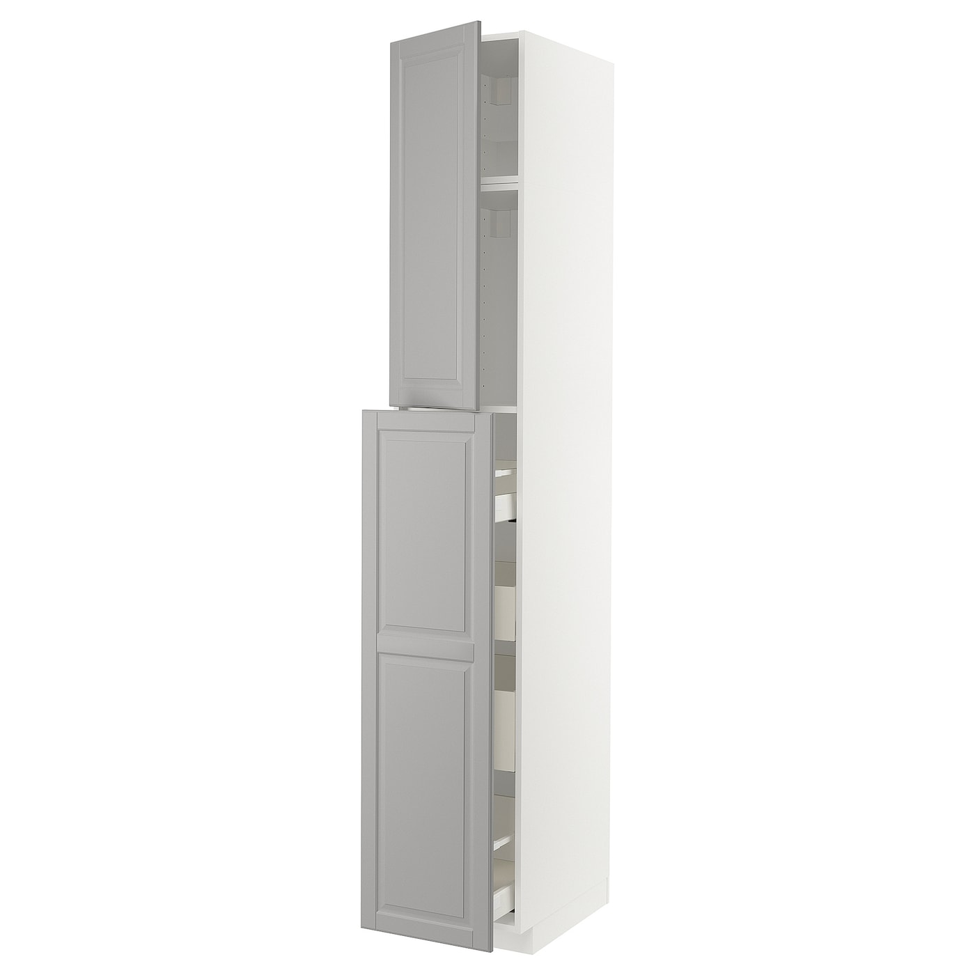 IKEA METOD / MAXIMERA Mobile alto/elem estr/1anta/4casset bianco/Bodbyn grigio 40x60x240 cm