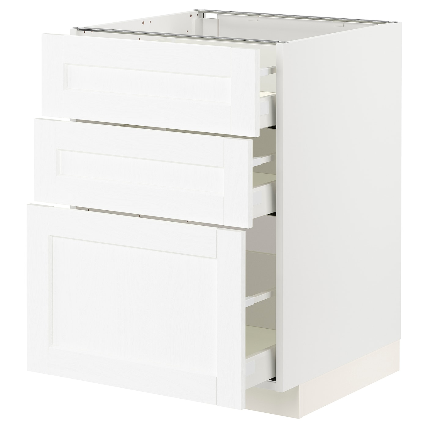 IKEA METOD / MAXIMERA Mobile Base Con 3 Cassetti Bianco Enköping/bianco Effetto Legno 60x60 Cm