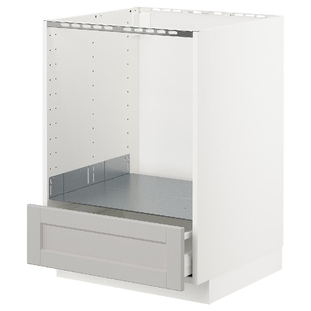 IKEA METOD / MAXIMERA Mobile Base Per Forno E Cassetto Bianco/Lerhyttan Grigio Chiaro 60x60 Cm
