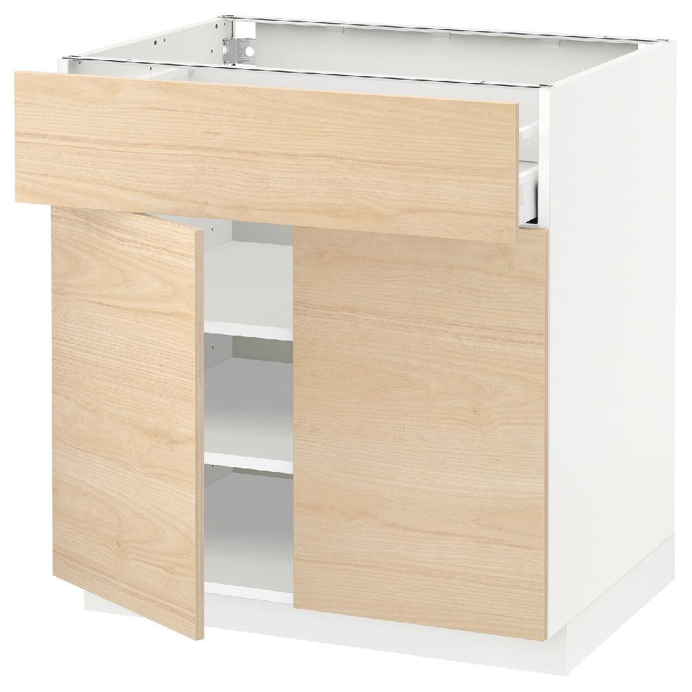 IKEA METOD / MAXIMERA Mobile Con Cassetto/2 Ante Bianco/Askersund Effetto Frassino Chiaro 80x60 Cm