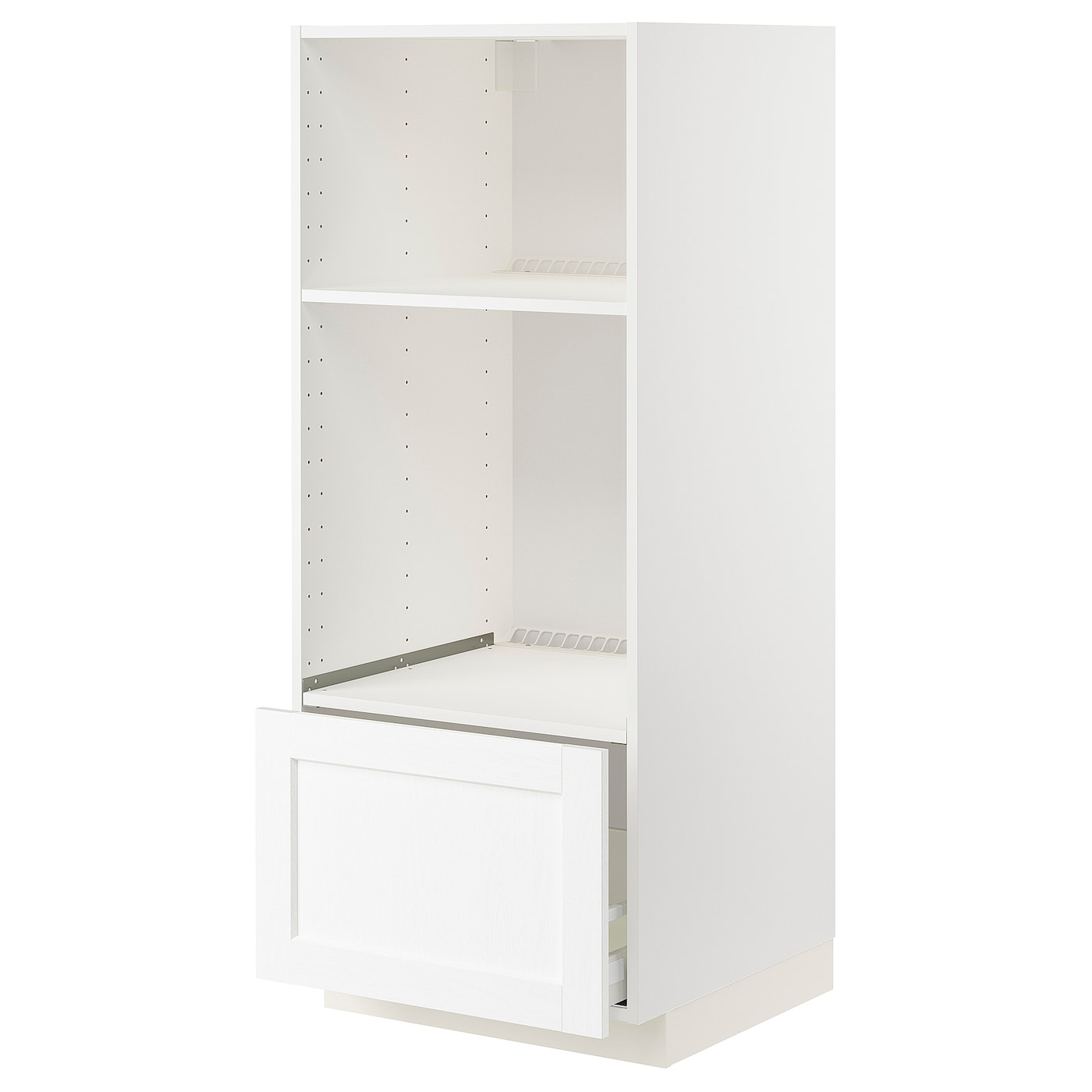 IKEA METOD / MAXIMERA Mobile forno/micro con cassetto bianco Enköping/bianco effetto legno 60x60x140 cm