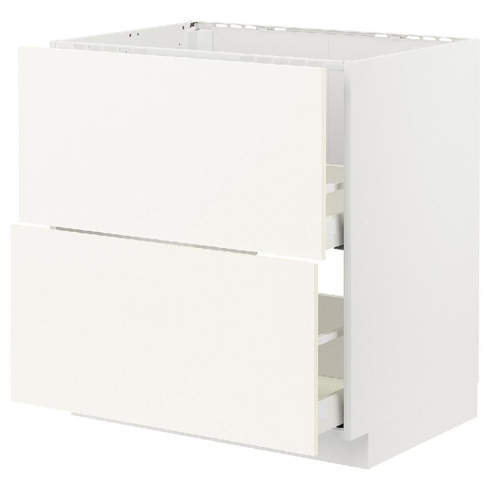 IKEA METOD / MAXIMERA Mobile lavello/2frontali/2cassetti bianco/Vallstena bianco 80x60 cm