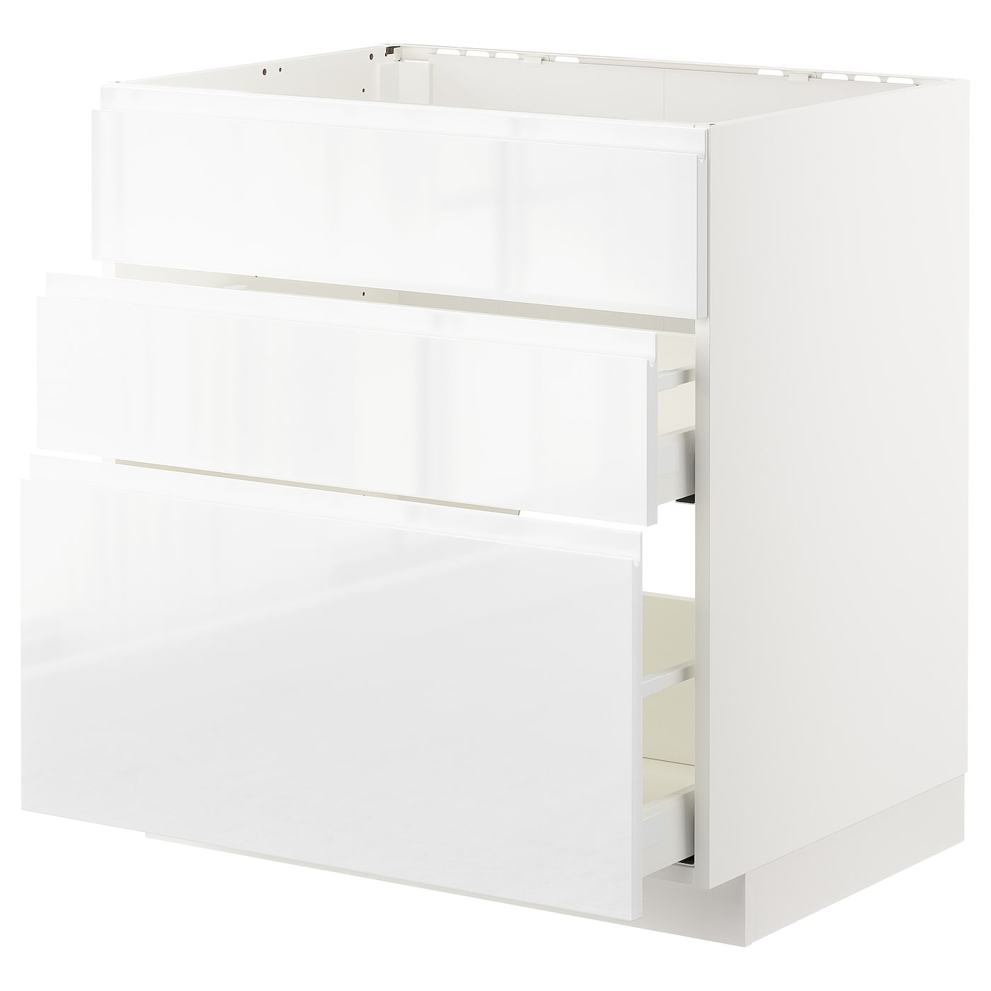 IKEA METOD / MAXIMERA Mobile Lavello/3frontali/2cassetti Bianco/Voxtorp Lucido/bianco 80x60 Cm