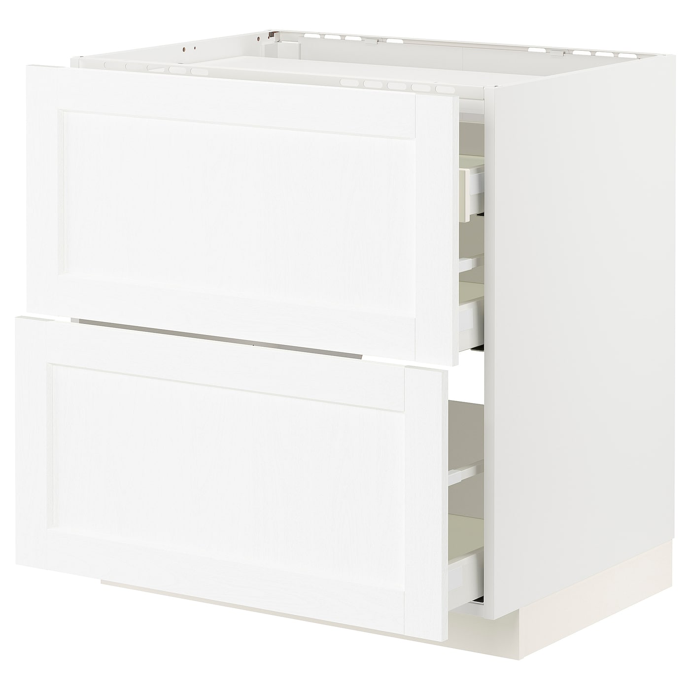 IKEA METOD / MAXIMERA Mobile p cottura/2frontali/3casset bianco Enköping/bianco effetto legno 80x60 cm