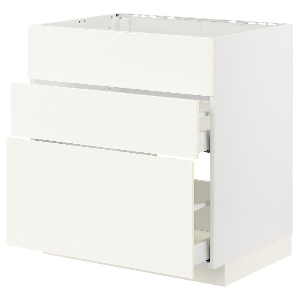 IKEA METOD / MAXIMERA Mobile Piano Cott/cappa Int/casset Bianco/Vallstena Bianco 80x60 Cm