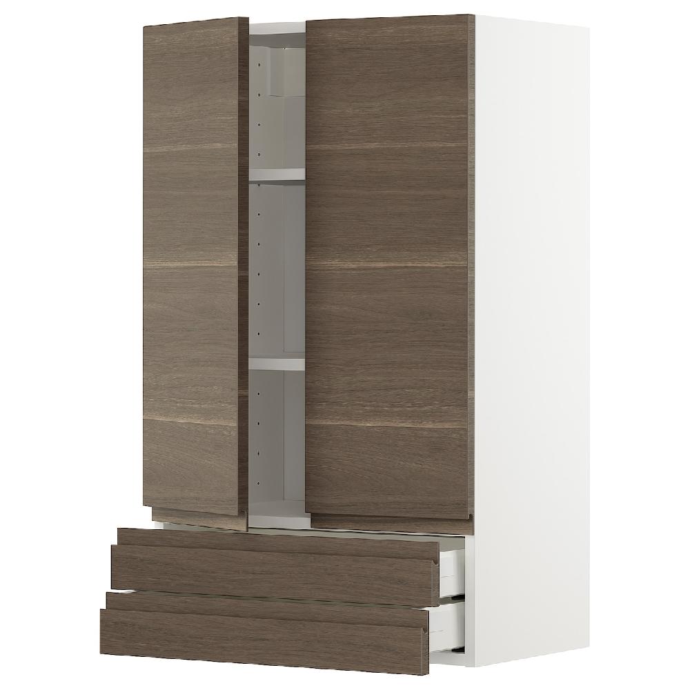 IKEA METOD / MAXIMERA Pensile Con 2 Ante/2 Cassetti Bianco/Voxtorp Effetto Noce 60x100 Cm