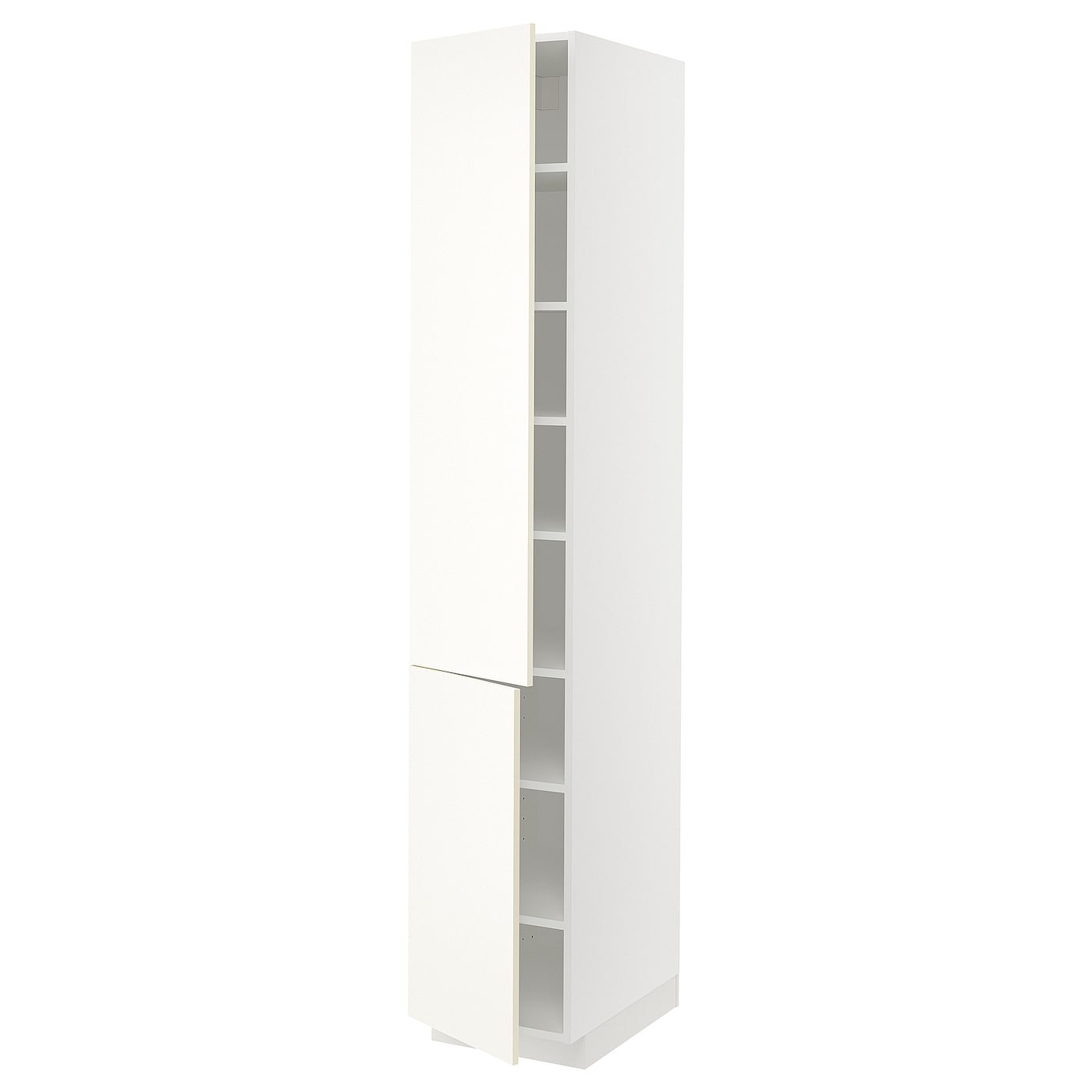 IKEA METOD Mobile alto con ripiani/2 ante bianco/Vallstena bianco 40x60x220 cm
