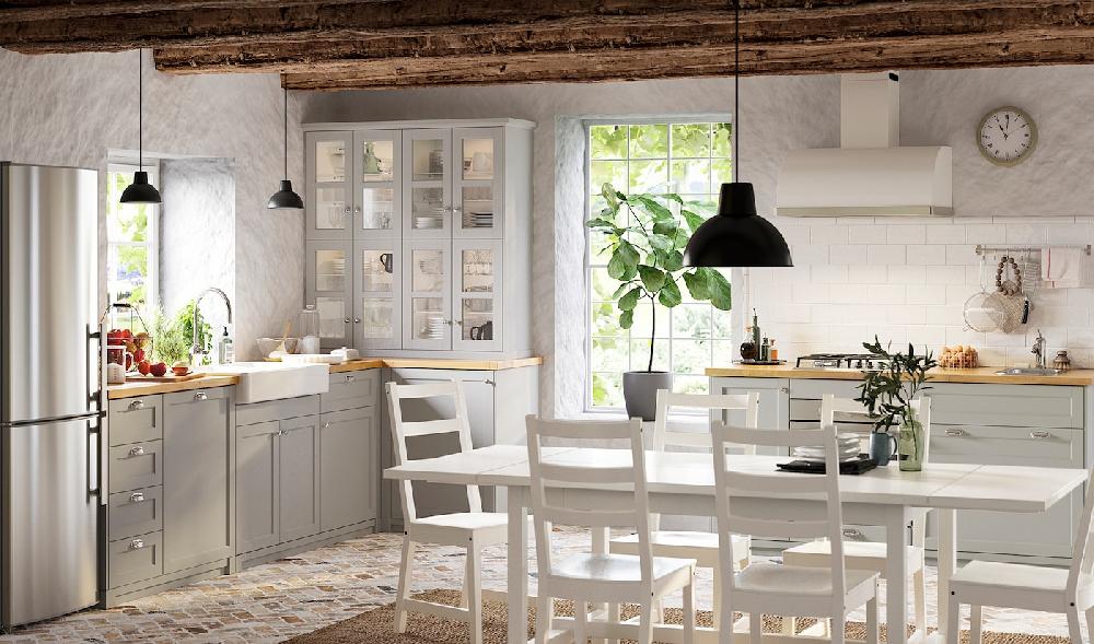 IKEA METOD Mobile Alto Con Ripiani Bianco/Lerhyttan Grigio Chiaro 60x60x140 Cm