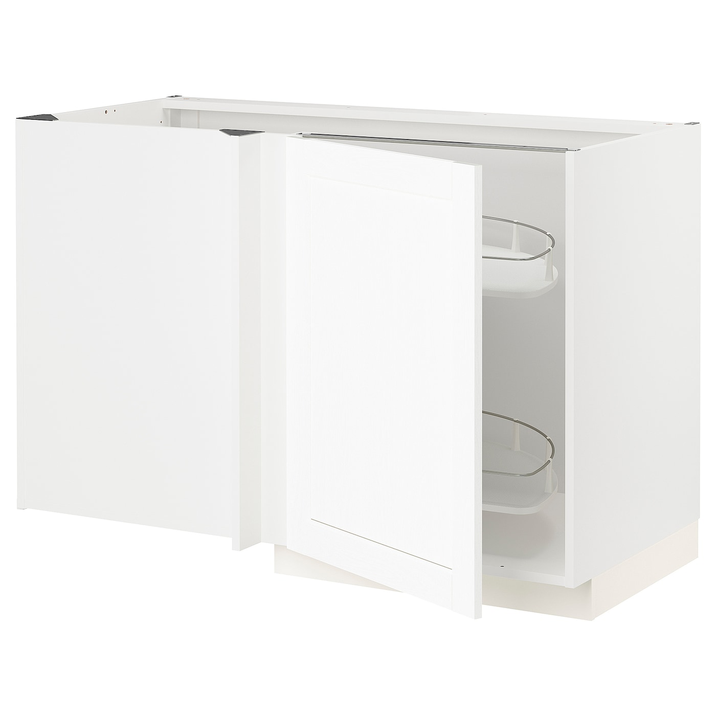 IKEA METOD Mobile base angolare/cestello estr. bianco Enköping/bianco effetto legno 128x68 cm