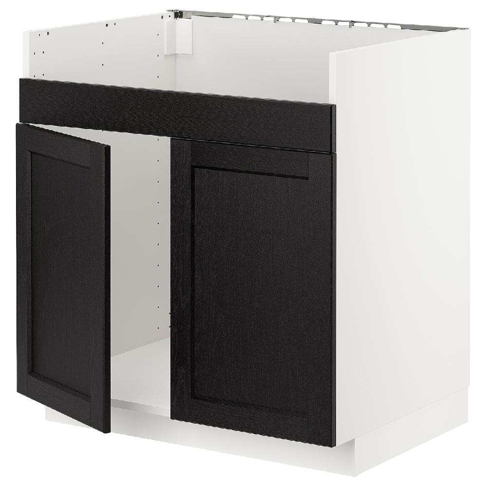 IKEA METOD Mobile Base Per Lavello 2vas HAVSEN Bianco/Lerhyttan Mordente Nero 80x60 Cm