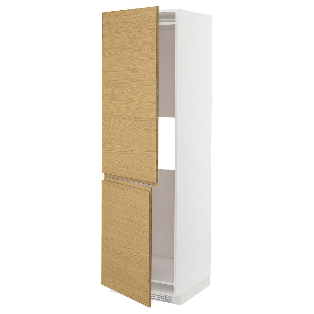 IKEA METOD Mobile Frigo O Congelatore/2 Ante Bianco/Voxtorp Effetto Rovere 60x60x200 Cm