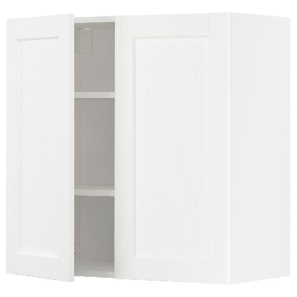 IKEA METOD Pensile con ripiani/2 ante bianco Enköping/bianco effetto legno 80x80 cm