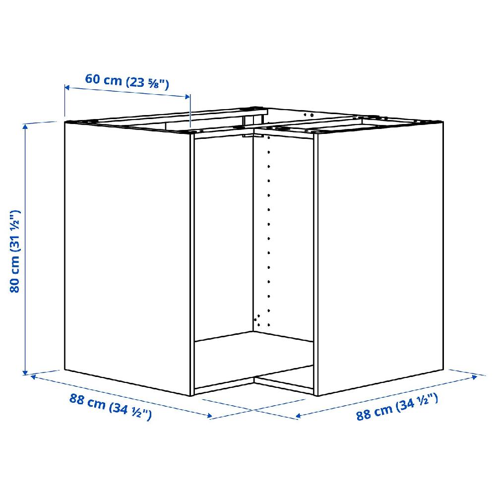 IKEA METOD Struttura Per Mobile Base Angolare Bianco 88x60x80 Cm