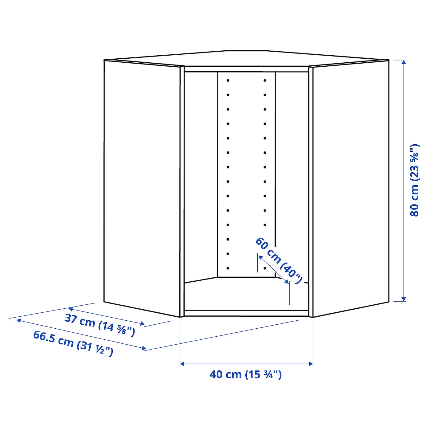 IKEA METOD Struttura Per Pensile Angolare Bianco 68x37x80 Cm