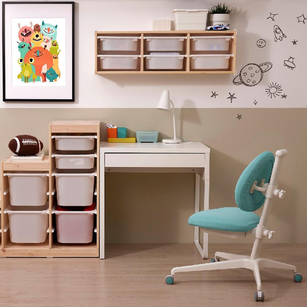 IKEA MICKE / DAGNAR Scrivania E Sedia Bianco/turchese