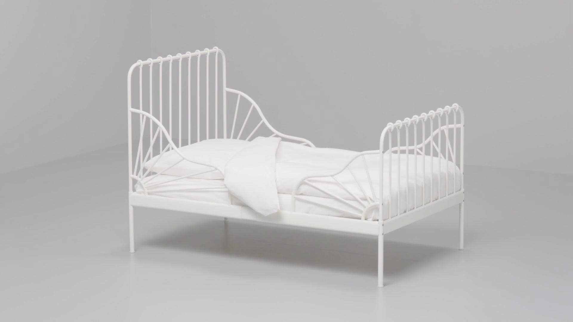 IKEA MINNEN Struttura Letto Allungabile E Doghe Rosa Chiaro 80x200 Cm