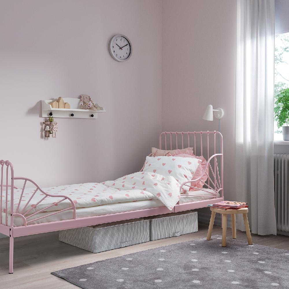 IKEA MINNEN Struttura Letto Allungabile E Doghe Rosa Chiaro 80x200 Cm