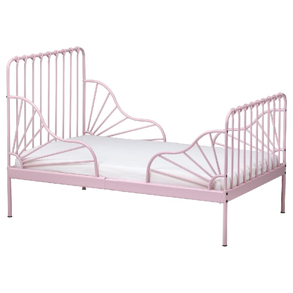IKEA MINNEN Struttura letto allungabile e doghe rosa chiaro 80x200 cm