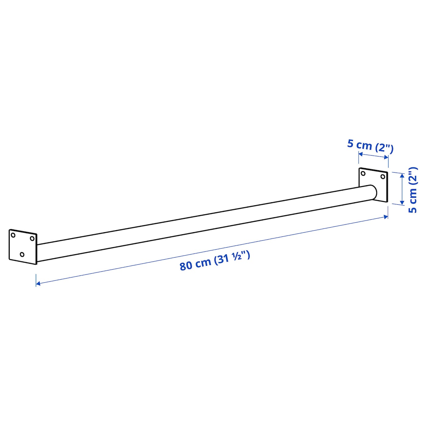 IKEA MITTZON Bastone Appendiab Per Strutt/rotel Bianco 80 Cm