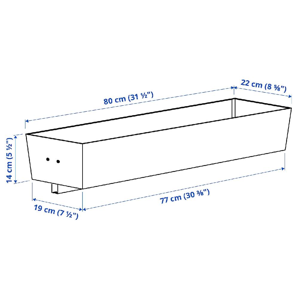 IKEA MITTZON Contenitore Per Struttura Con Rotel Bianco 80x14 Cm
