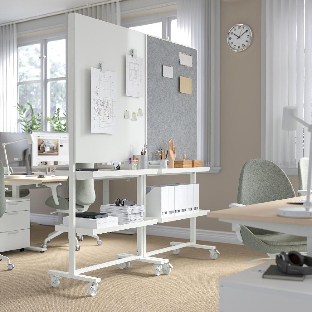 IKEA MITTZON Ripiano Espositivo Strutt Rotelle Bianco 80x4 Cm