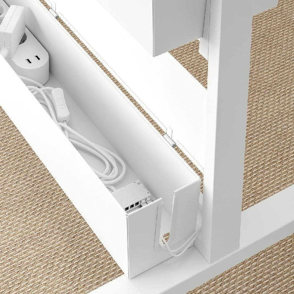 IKEA MITTZON Scatola Cavi Per Strutt Con Rotelle Bianco 80x13 Cm