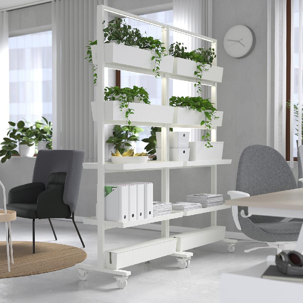 IKEA MITTZON Strutt Rot/ripiano Espos/scat Cavi Bianco 85x205 Cm