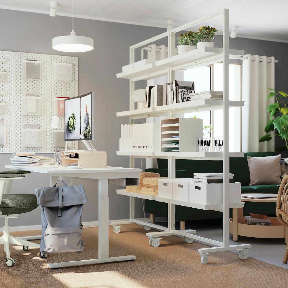 IKEA MITTZON Struttura Rotelle/ripiano Esposit Bianco 85x205 Cm