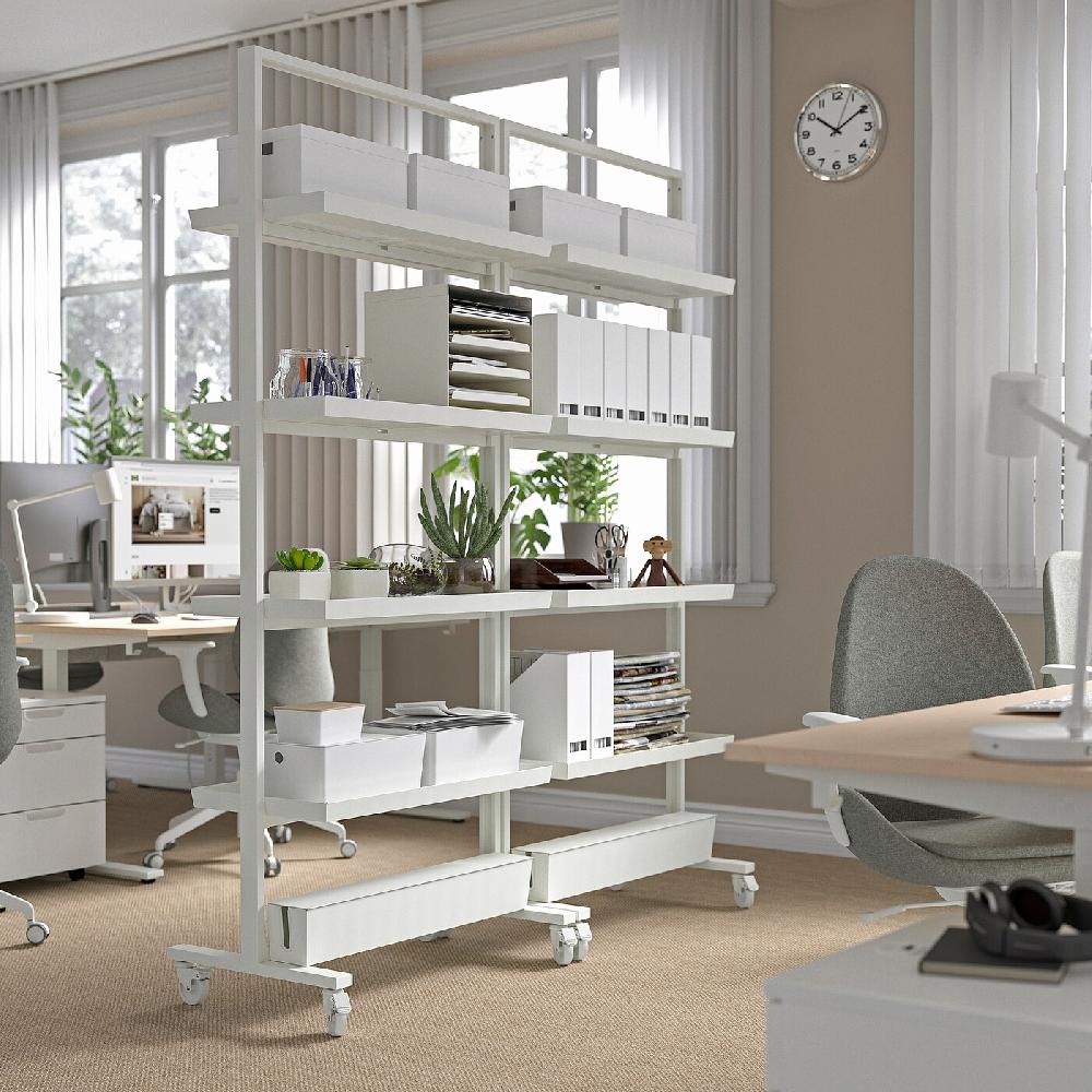 IKEA MITTZON Struttura Rotelle/ripiano/scat Cavi Bianco 85x205 Cm