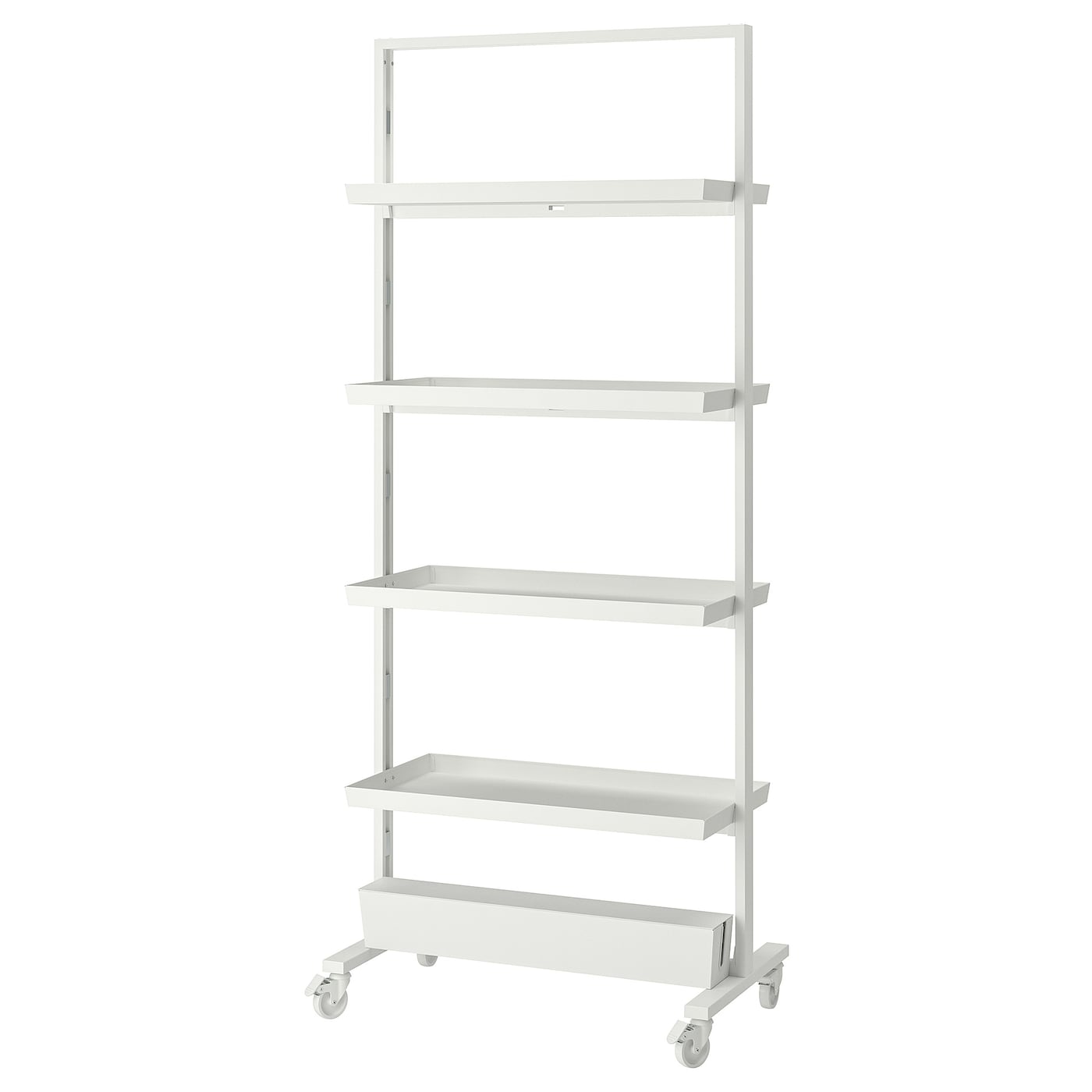 IKEA MITTZON Struttura rotelle/ripiano/scat cavi bianco 85x205 cm