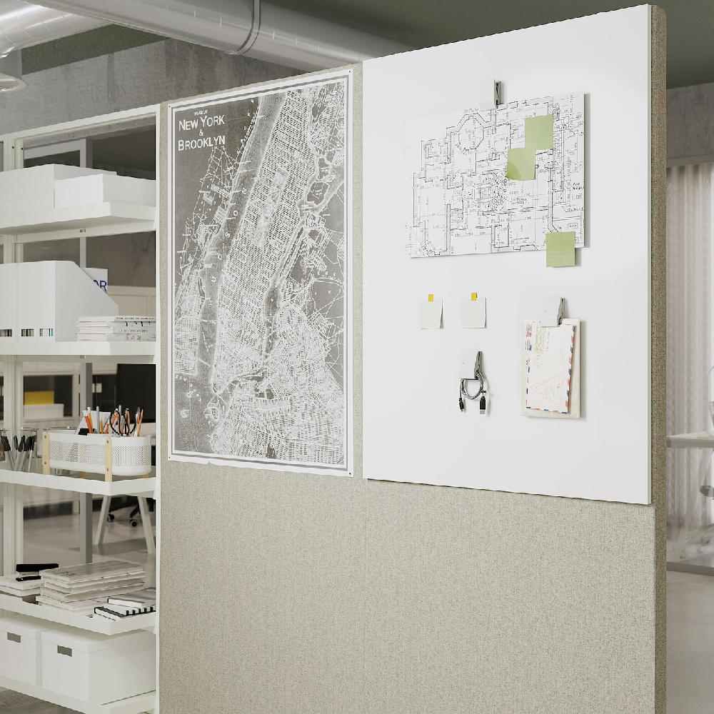 IKEA MITTZON Struttura Rotelle/schermo Acustico Gunnared Beige/bianco 85x205 Cm