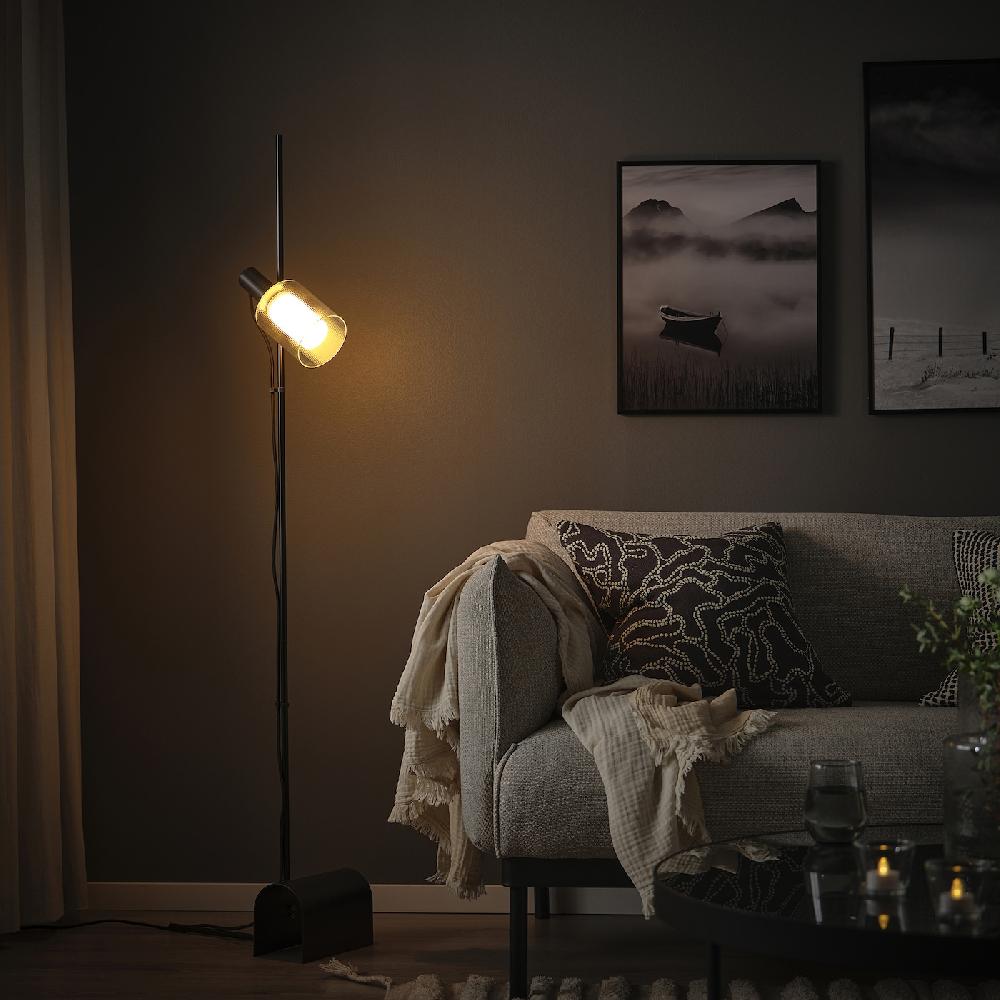 IKEA MOLNART Lampadina A LED E27 150 Lumen A Cilindro Vetro/a Righe 110 Mm