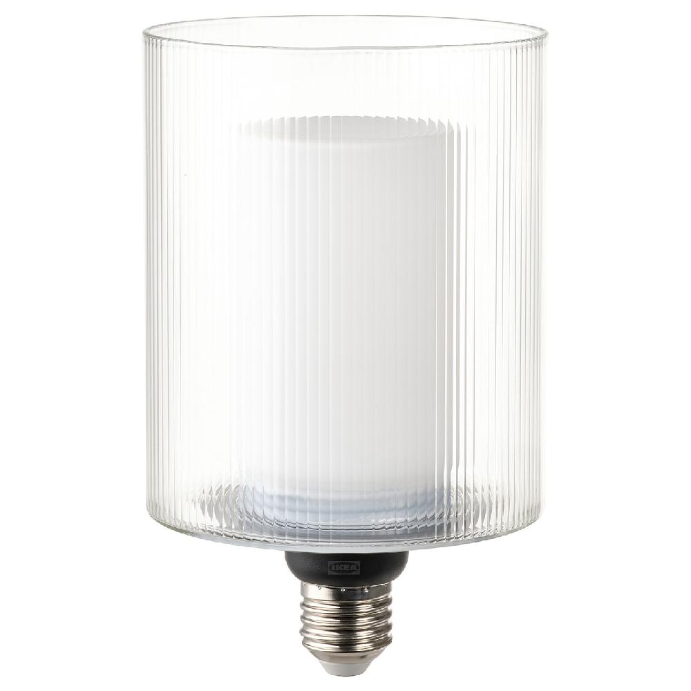 IKEA MOLNART Lampadina a LED E27 150 lumen a cilindro vetro/a righe 110 mm
